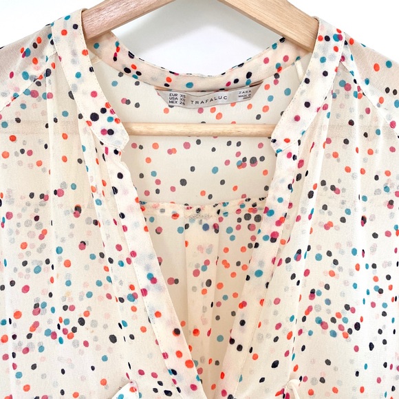 Zara multicolor dotted sheer blouse - Picture 3 of 4